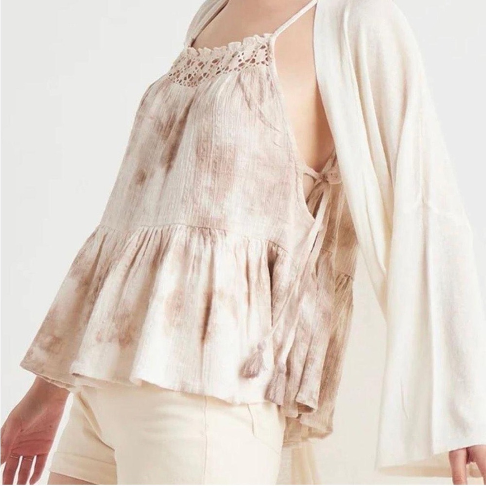 Aerie Tie Dye Babydoll Tank Top Size Small Boho Linen Blend